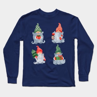 Christmas Gnomes Hand Drawn Long Sleeve T-Shirt